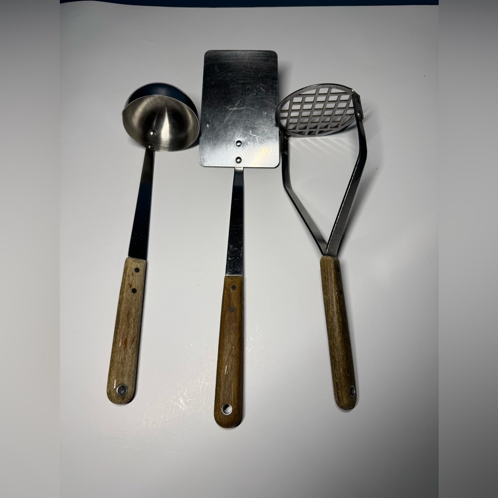 VTG Imperial Stainless Steel Kitchen Utensils with Wooden Handle, Lof of 3